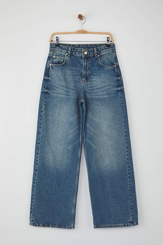 Mavi Yüksek Bel Wide Leg Geniş Paça Jeans TWOAW26JE00145 - 5