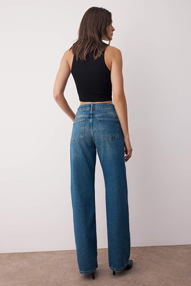 Mavi Yüksek Bel Geniş Paça Wide Leg Jeans TWOAW26JE00086 - 4