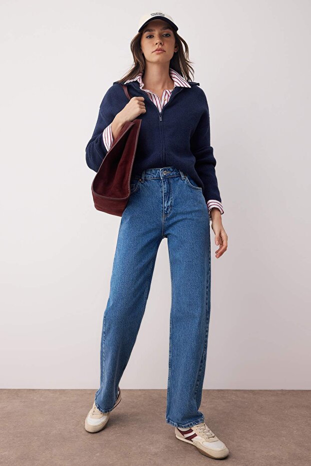 Mavi Yüksek Bel Comfort Yeni Straight Jeans TWOAW26JE00148 - 2