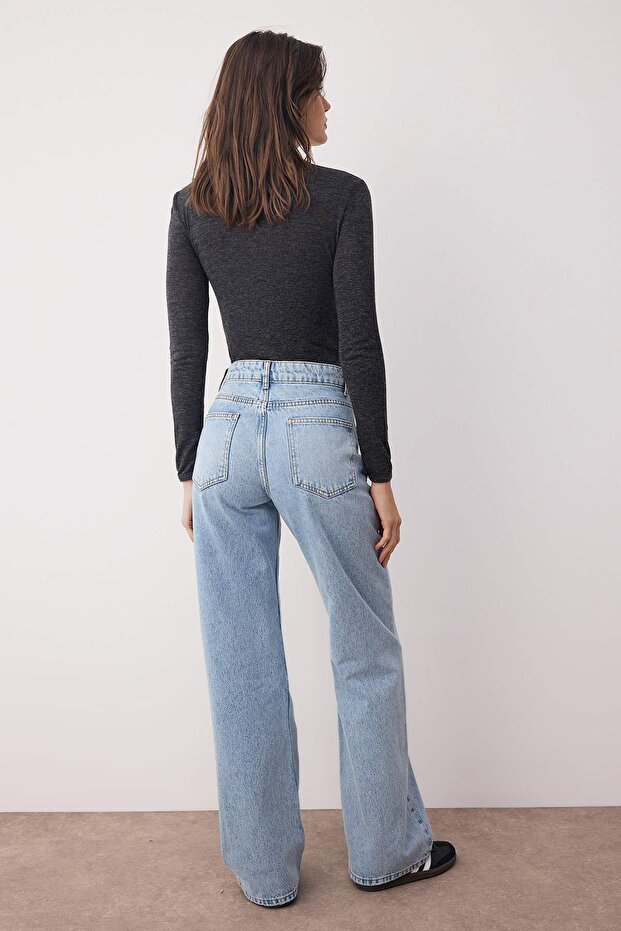 Mavi Yüksek Bel Geniş Paça Wide Leg Jeans TWOAW26JE00077 - 4