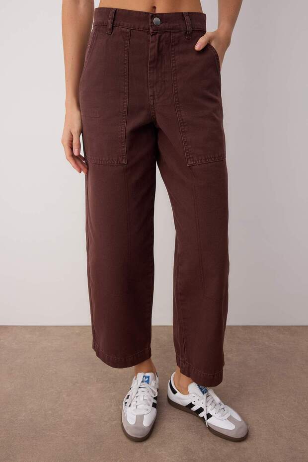 Kahverengi Yüksek Bel Cep Detaylı Loose Baggy Jeans TWOAW26JE00123 - 3