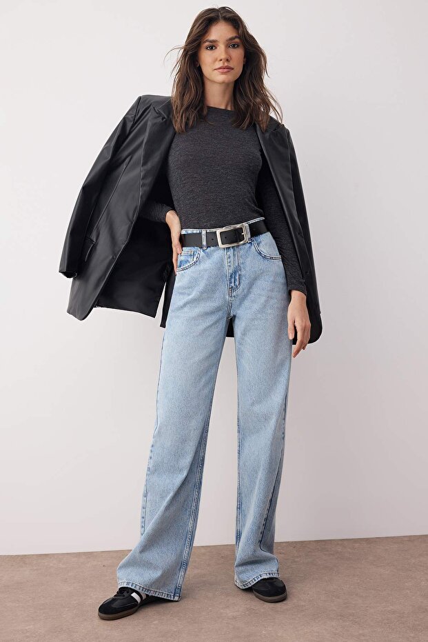 Mavi Yüksek Bel Geniş Paça Wide Leg Jeans TWOAW26JE00077 - 1