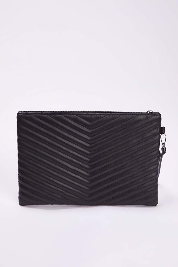 Siyah Dokulu Kadın Mini Boy Clutch Çanta TAKAW26PY00006 - 5
