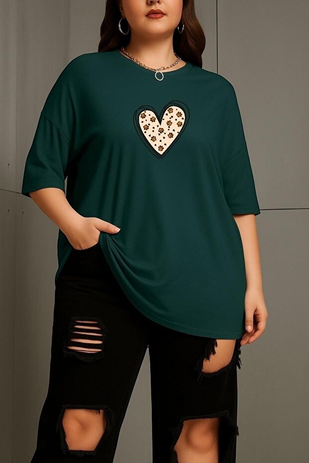 Large Size Heart Paw Printed Unisex T-Shirt