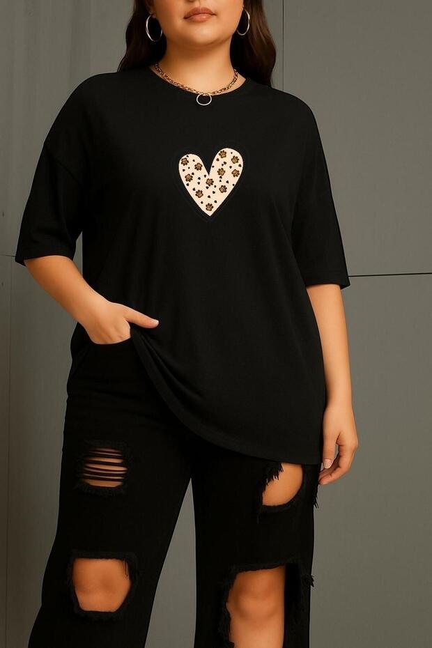 Large Size Heart Paw Printed Unisex T-Shirt