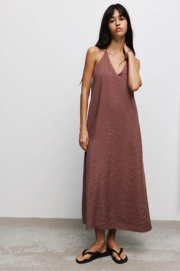 Halter midi elbise - 1