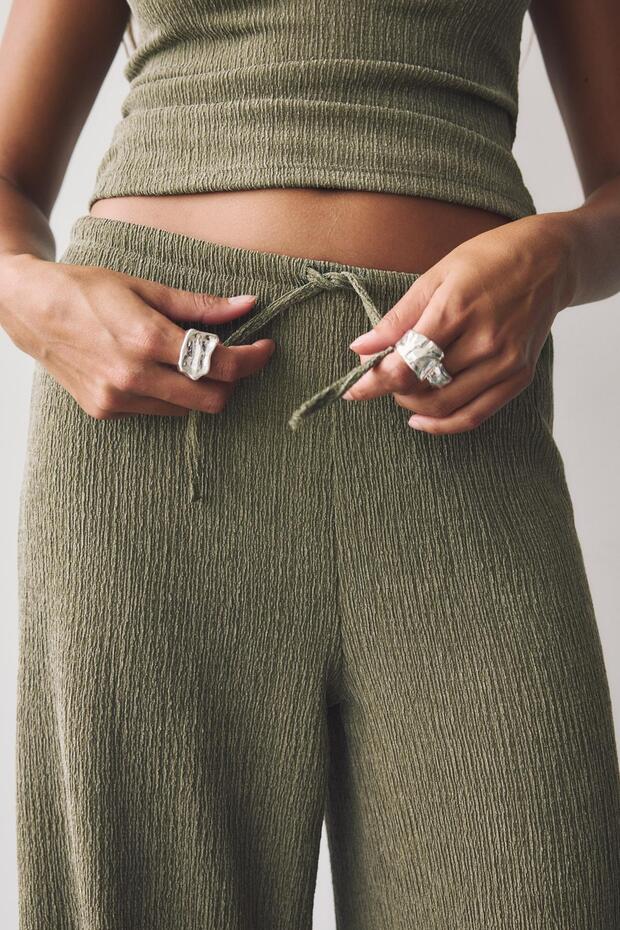 Krep wide leg pantolon - 5