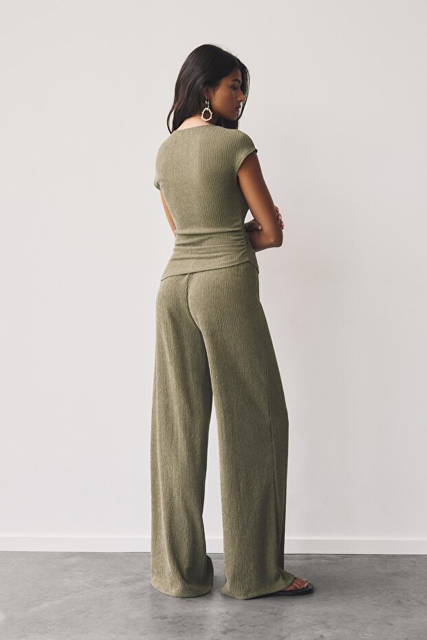 Krep wide leg pantolon - 4
