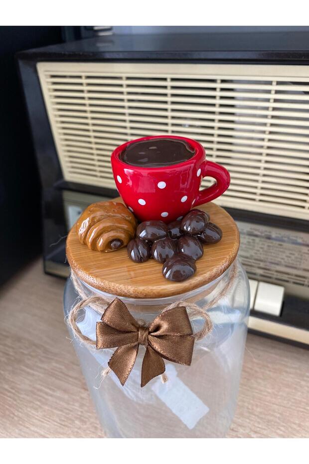 Seramik Vernikli 800ml Fincanlı Kavanoz - 1