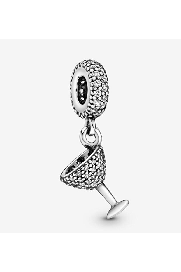 Pavé Cocktail Glass Dangle Zircon Stone S925 Charm