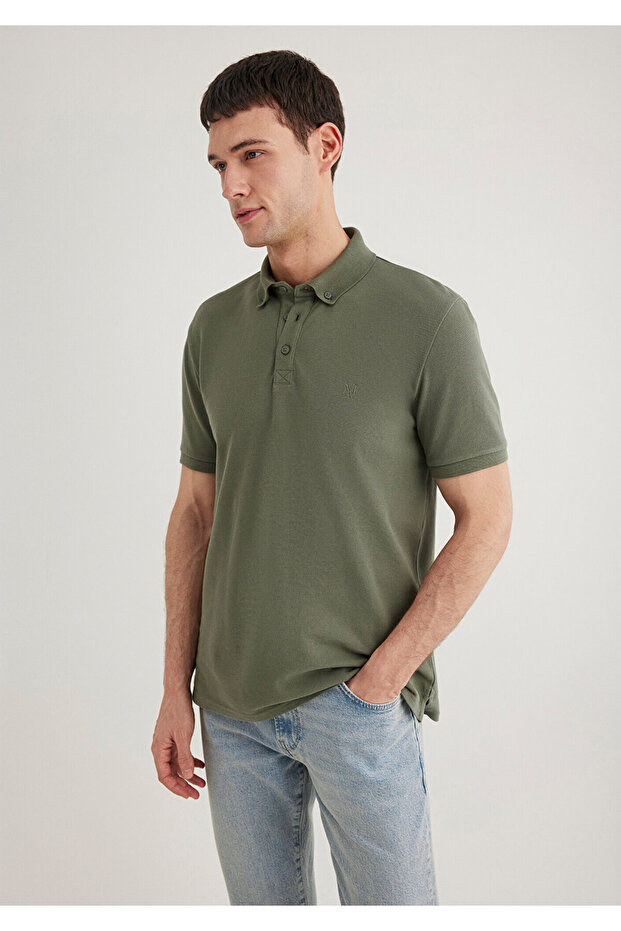 Khaki Polo T-Shirt Slim Fit / Slim Fit 063247 -33198
