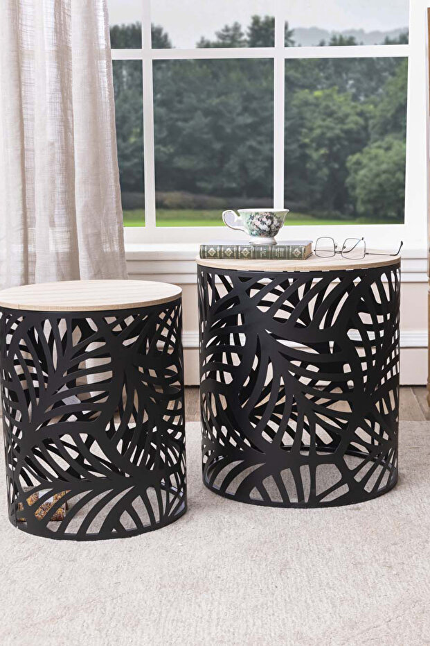 طقم طاولات قهوة جانبية متعددة الاستخدامات - 3