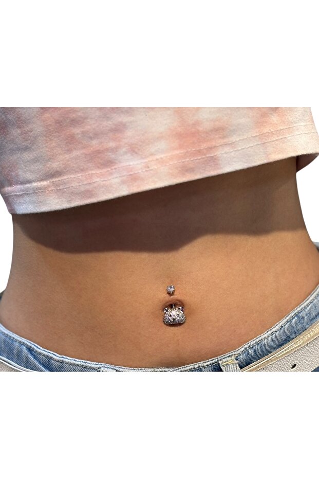Çelik Ayıcık Detaylı Göbek Piercing - 1