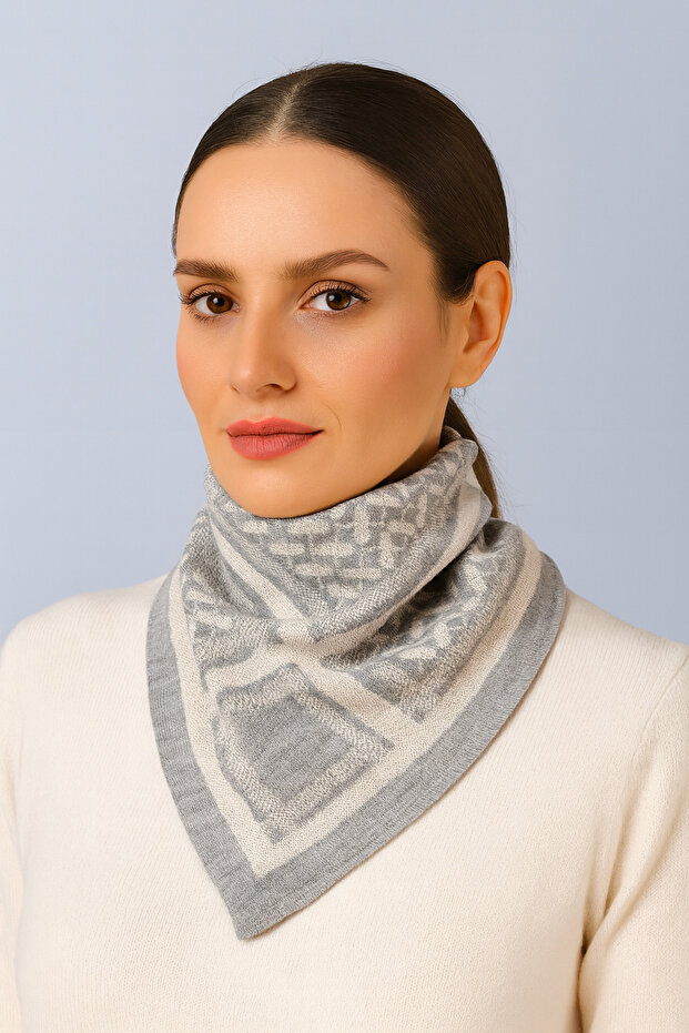 Desenli Triko Fular - 2