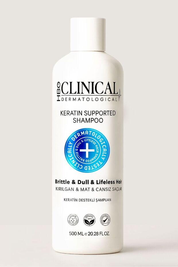 Clinical Brittle, Dull & Lifeless Hair Shampoo Without Salt, with Keratin Content, Dermatologically Approved 500 ml (Does Not Contain Silicone)