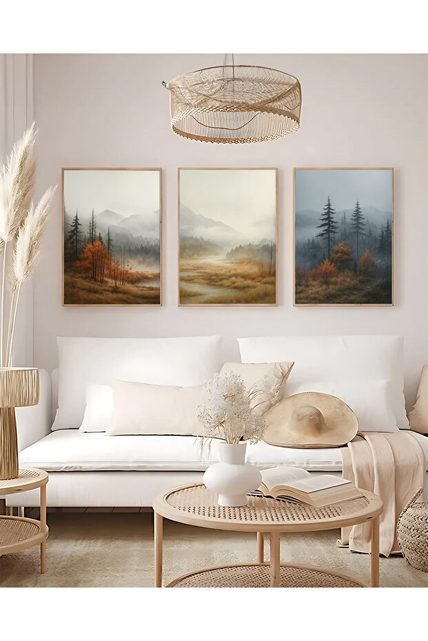 3 Parça Çerçeve Görünümlü Ahşap Mdf Tablo Seti UCMD SET1070 - 2