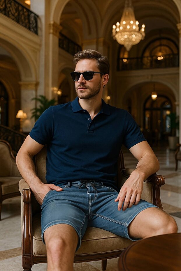 Men's Lycra Lace-Up Jean Shorts
