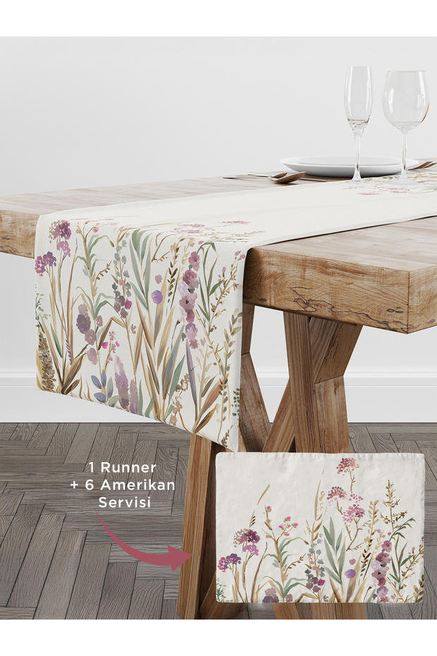 Çiçek Desenli Runner - 1