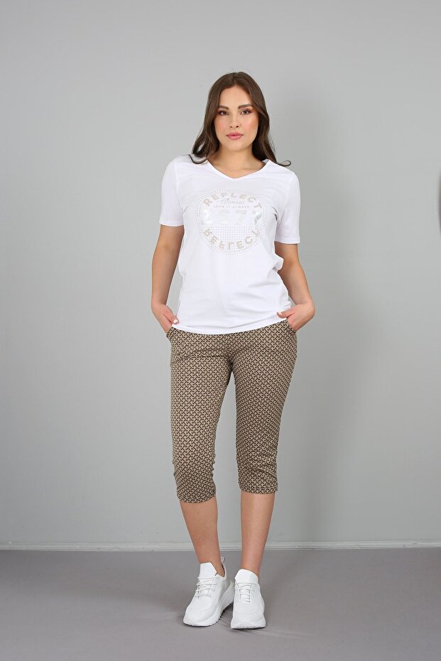 Patterned Combed Cotton Capri - 1