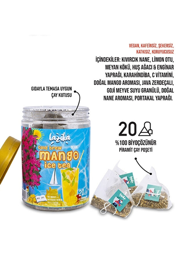 Soğuk Demleme Naneli Mango Arolamalı Detoks Çayı-20'li PLA Piramit Poşet - 2