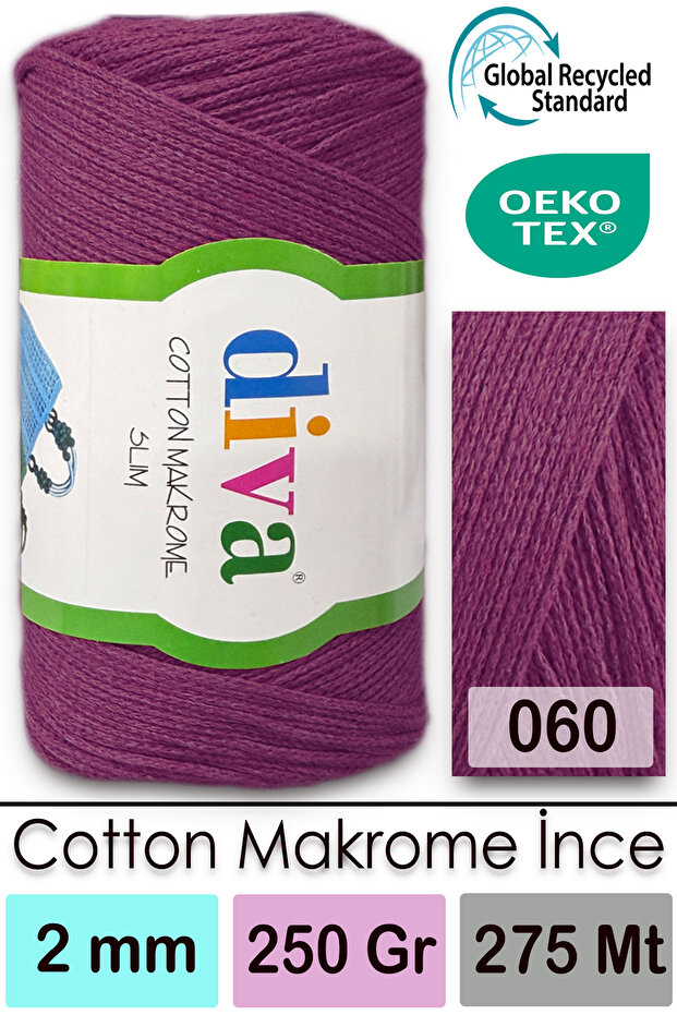 Diva Cotton Macrame Thin 60 Plum - 1