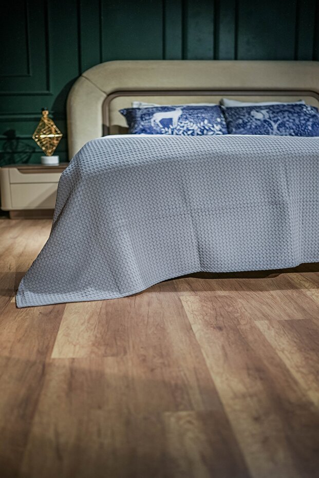 %100 Pamuk Çift Kişilik Yazlık Örgü Pike, Yatak Örtüsü, Terletmez Kumaş (240X200CM) - 3