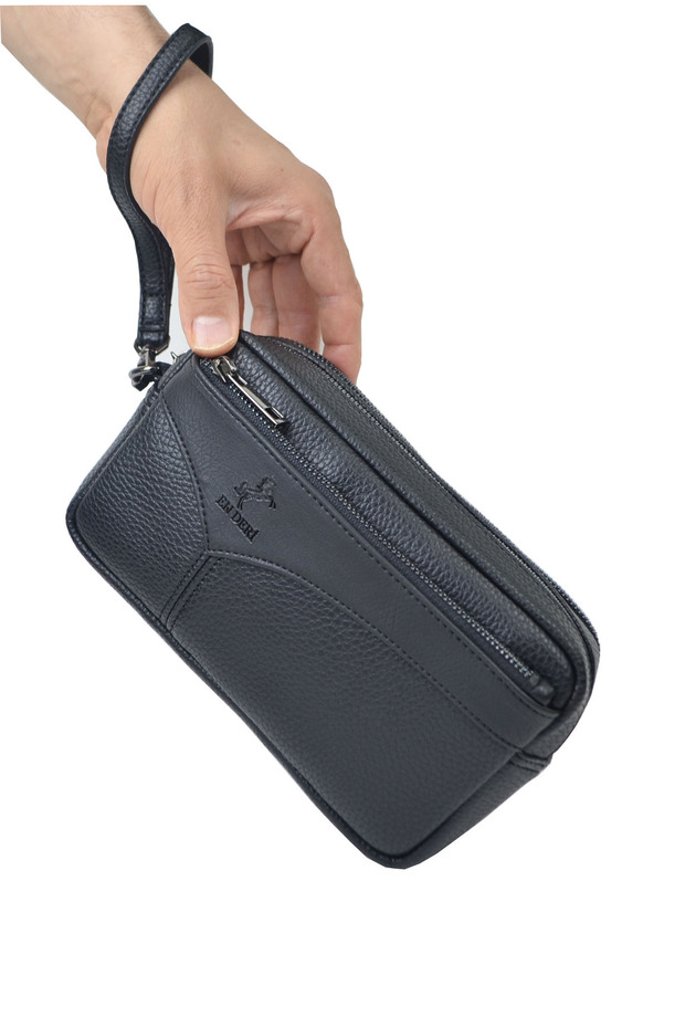 Men's Black Card Holder Hand and Wristlet Belt Portfolio Hand Bag