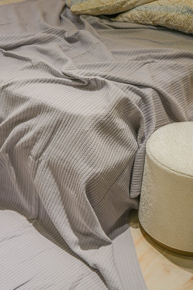 %100 Pamuk Çift Kişilik Yazlık Örgü Pike, Yatak Örtüsü, Terletmez Kumaş (240X200CM) - 1