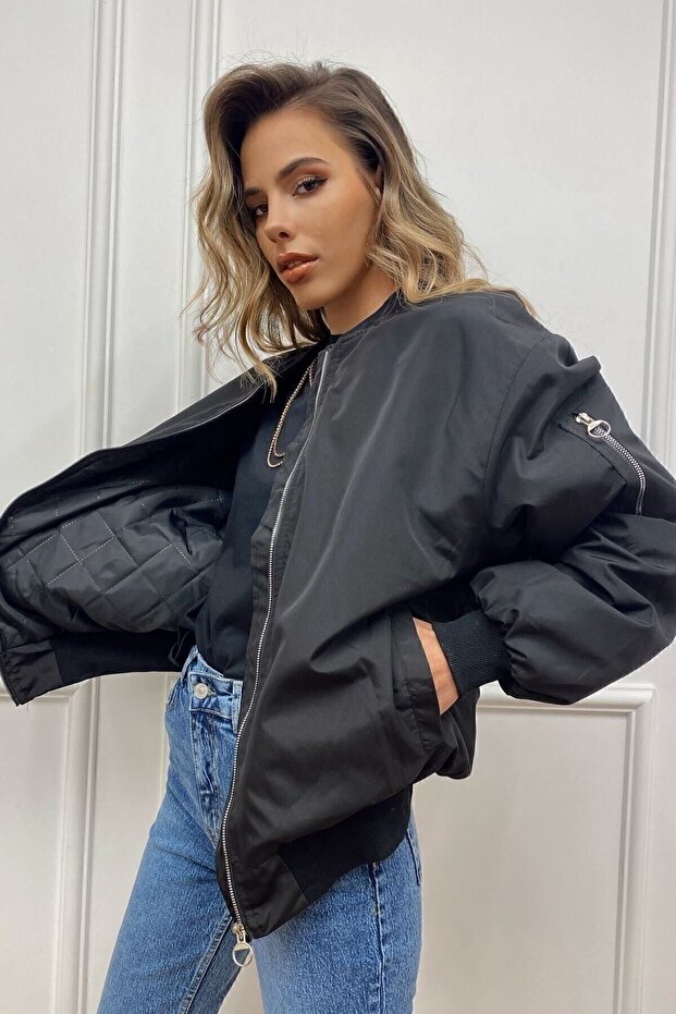 Black Bomber Jacket - Spring - 2