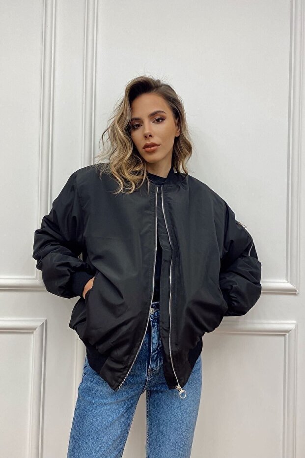Black Bomber Jacket - Spring - 1