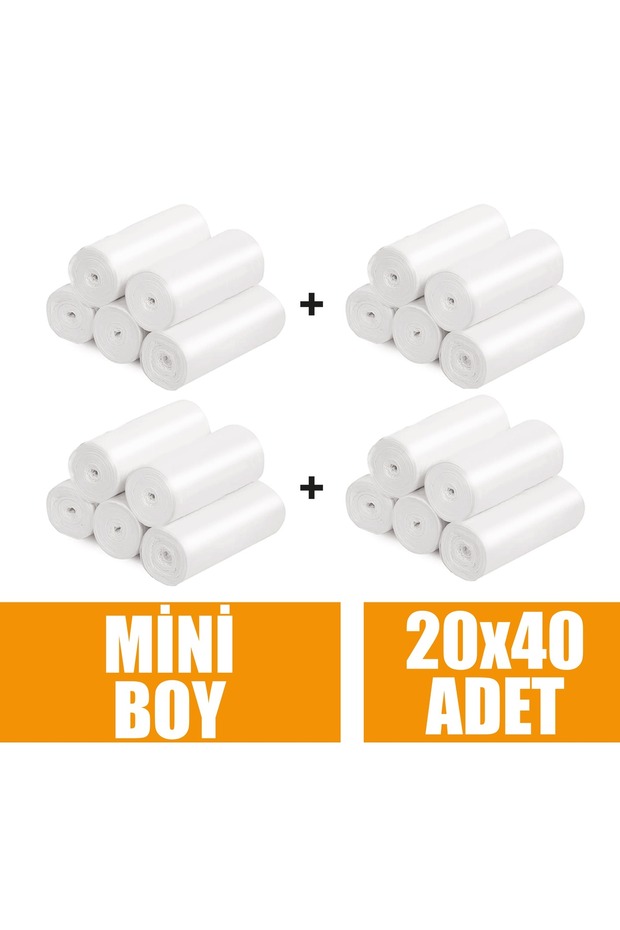 Çöp Torbası Mini Boy Küçük 40'lı 10 Rulo 40x50 Çöp Poşeti ( 400 Adet ) - 1