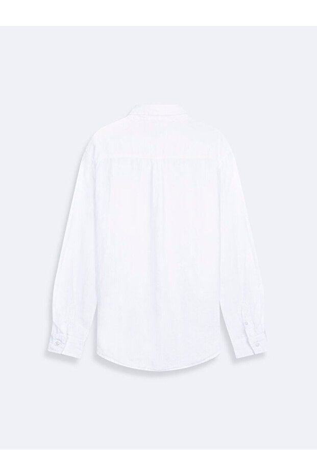 Basıc Uzun Kol Beyaz Gömlek - 3