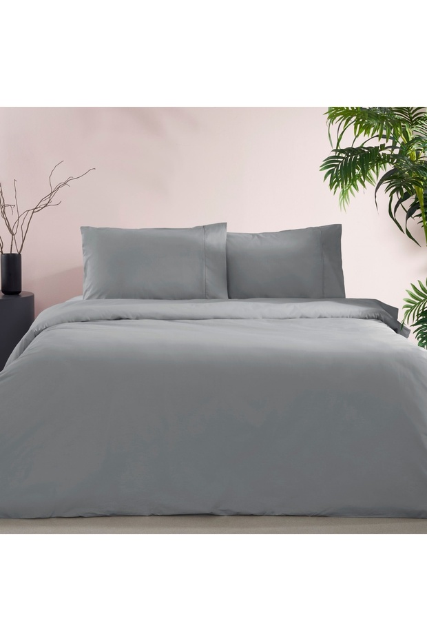 Taç Ranforce Basic Queen Size Nevresim Takımı Gri - 1