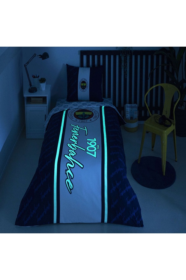 Fenerbahçe 1907 Glow Single Cotton Duvet Cover Set - Licensed