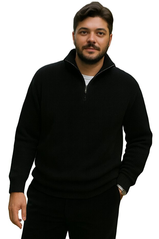 Zipper Collar Knitwear Men's Sweater