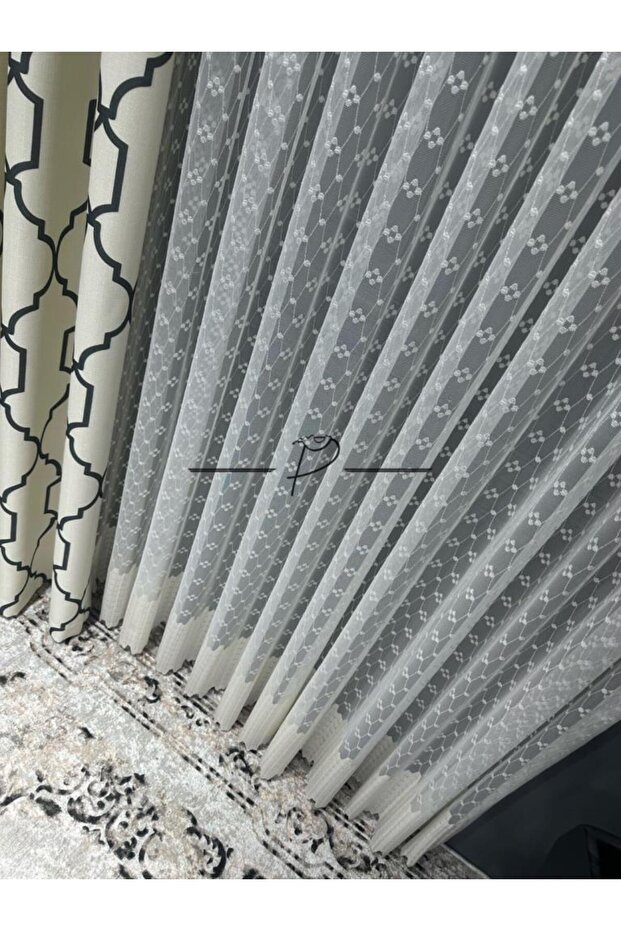 Tül Perde Örme Gramajlı Şazeli Desen - 3