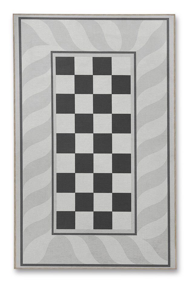 Mosso Retro Checkered and Gray Wavy Pattern Woven Base Modern Decorative Carpet Mosso131