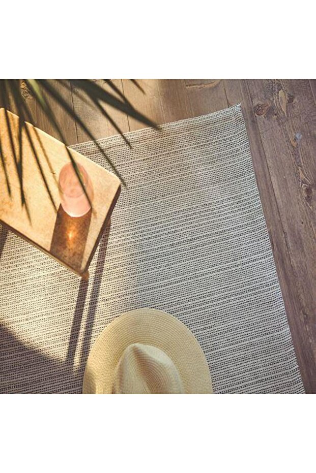 سجادة طبيعية رفيعة 120x180 سم 100% قطن MeridyenDukkan أبيض فاتح 2 مم - 6