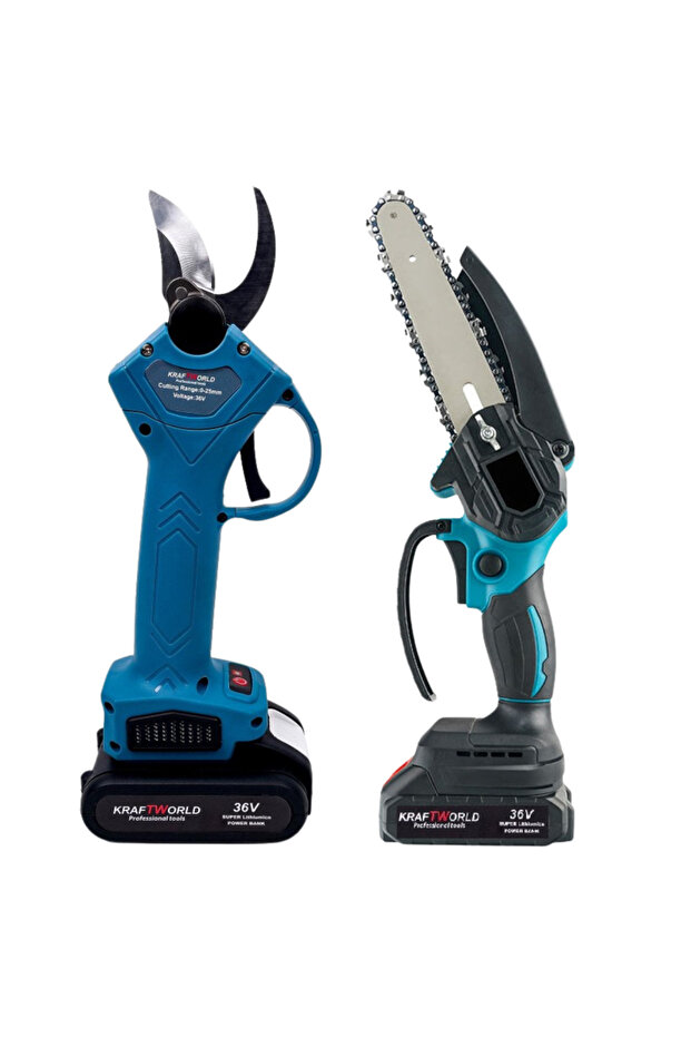 Electric shears and chainsaw set 36V 5Ah with 2 batteries and storage box - 1
