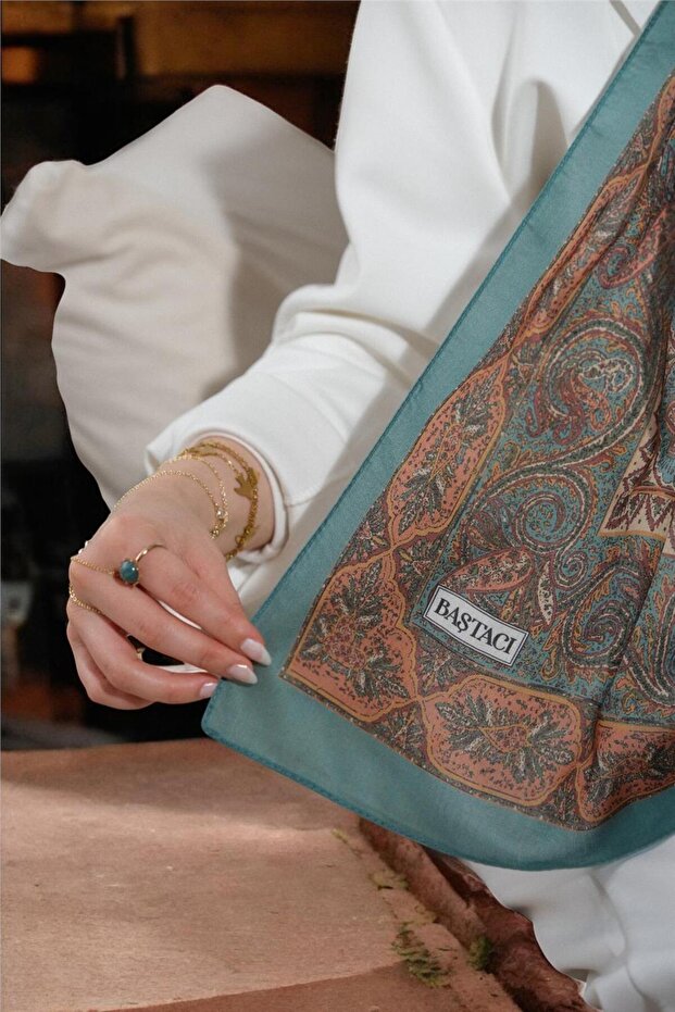 شال باستي أخضر عميق من Soft Ethnic 0181 - 2