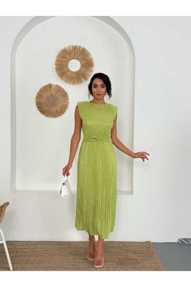 Bel Detaylı Piliseli DANIEL Elbise - 1