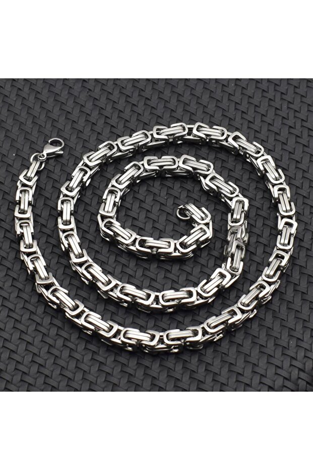 Çelik Ince Kral Kolye - 3