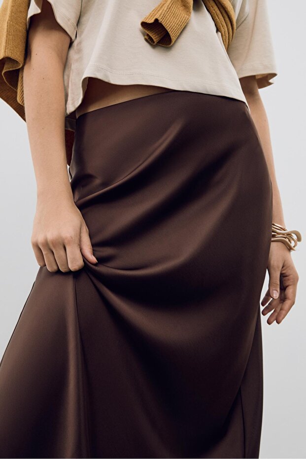 Saten midi etek - 4