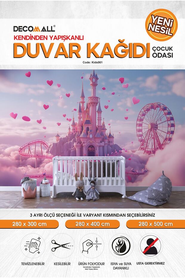 kids061 Yeni Nesil Kendinden Yapışkanlı Çocuk Odası Duvar Kağıdı Duvar Posteri Yapışkanlı - 1