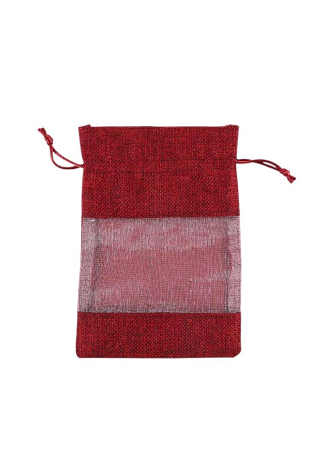 10 Pieces 10X14Cm Linen Pouch with Window in the Middle - 1