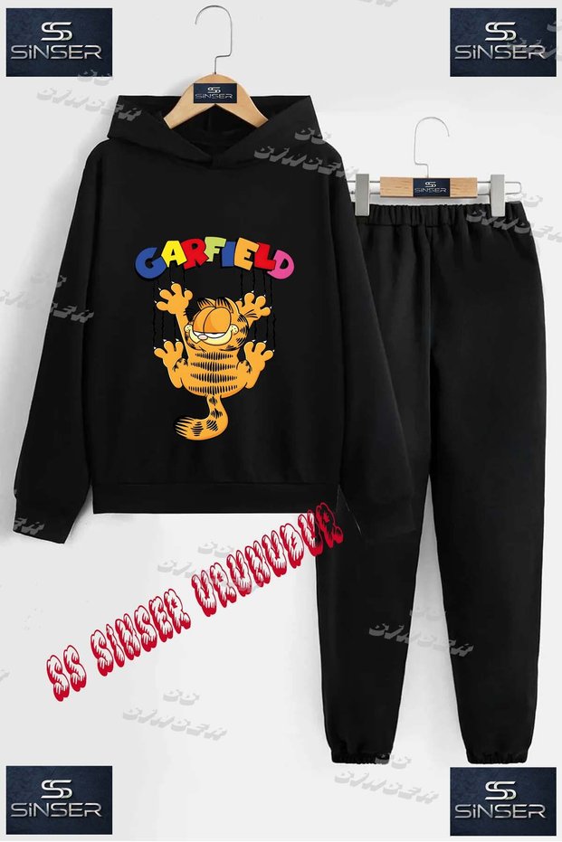 Children's Unisex "Garfield Nail" Special Printed Hooded Tracksuit Set