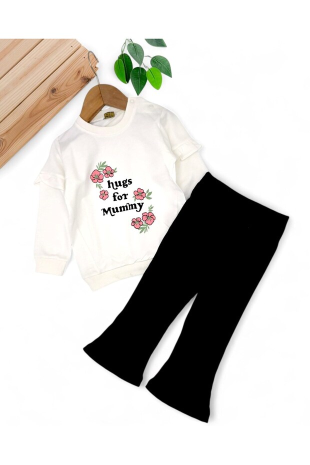 Baby Girl Ribbed Spanish Leggings with Floral Print Seasonal 2 Thread, 2 Piece Bottom Top Set
