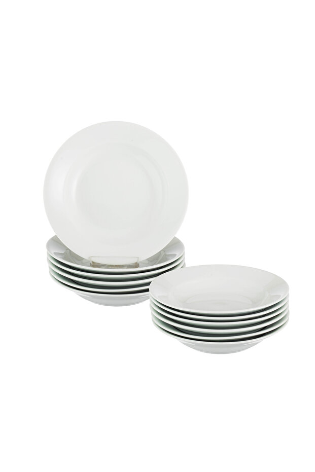 Porcelain Plate Set, 12 Pieces, Multi-purpose for Serving, 18 cm