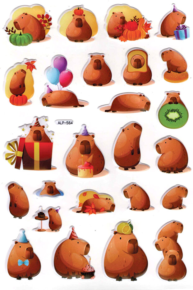 دفتر ملاحظات مزخرف بحجم A4، ملصق مخطط-(lim564) - Capybara Cute