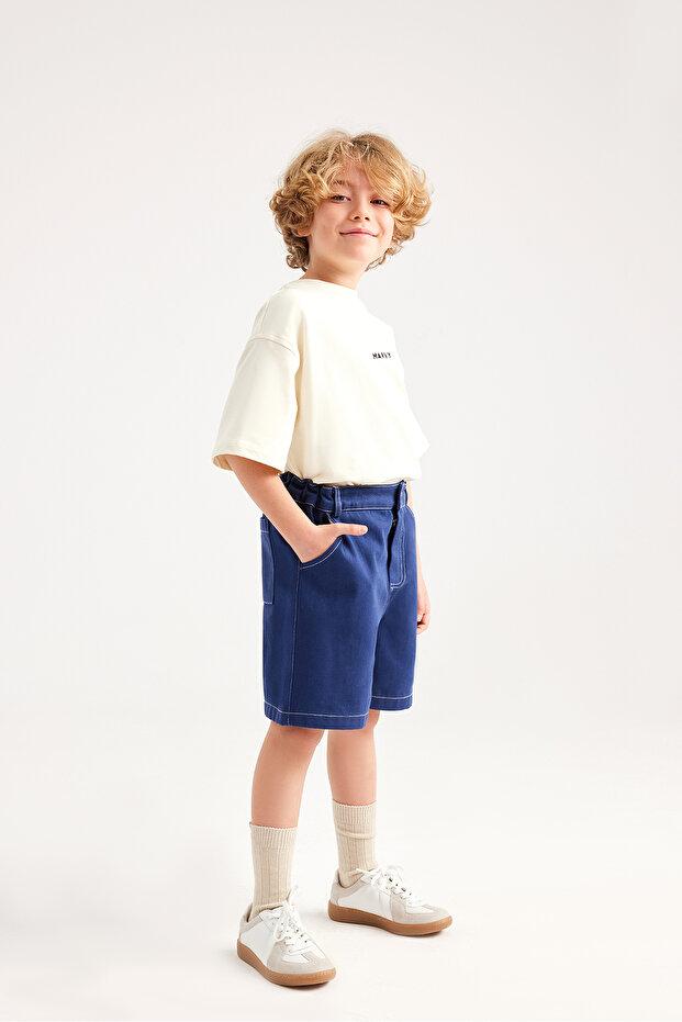 İndigo Punto Dikişli Şort - 3